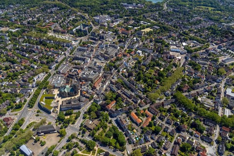 Aerial view, main centre Buer, retail centre, Buer, Gelsenkirchen, Ruhr area, North