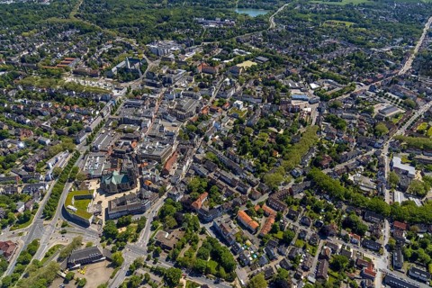 Aerial view, main centre Buer, retail centre, Buer, Gelsenkirchen, Ruhr area, North