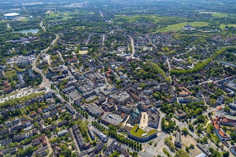 Aerial view, main centre Buer, retail centre, Buer, Gelsenkirchen, Ruhr area, North
