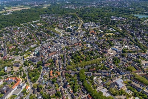 Aerial view, main centre Buer, retail centre, Buer, Gelsenkirchen, Ruhr area, North