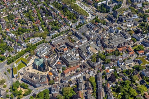 Aerial view, main centre Buer, retail centre, Buer, Gelsenkirchen, Ruhr area, North
