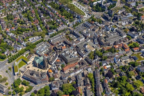 Aerial view, main centre Buer, retail centre, Buer, Gelsenkirchen, Ruhr area, North