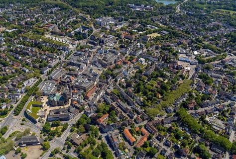 Aerial view, main centre Buer, retail centre, Buer, Gelsenkirchen, Ruhr area, North