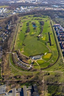 Aerial view, golf course and golf club GC Schloss Horst GmbH, Horst, An der Rennbahn,