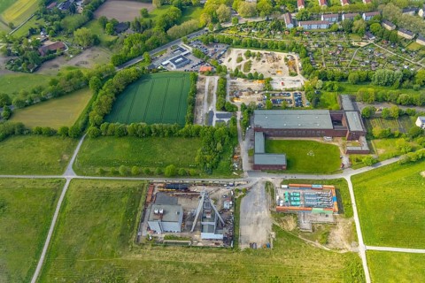 Aerial view, Hugo Schacht 2 colliery, Buer, Gelsenkirchen, Ruhr area, North Rhine-Westphalia,