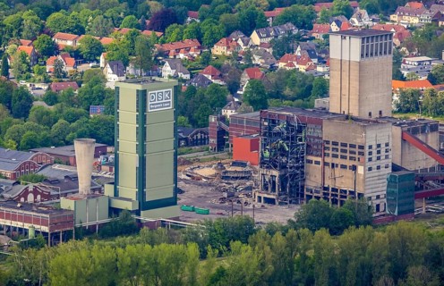 Aerial view, former DSK Lippe mine, Egonstraße, city limits to Gelsenkirchen, Westerholt, Hassel,