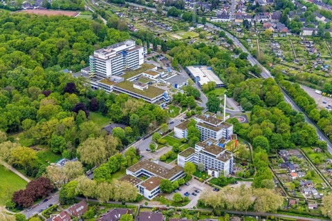 Aerial view, Marienhospital Gelsenkirchen, St. Augustinus Heime, Ückendorf, Gelsenkirchen, Ruhr