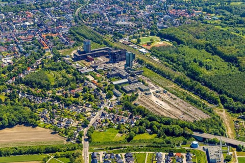 Aerial view, New Westerholt Colliery, Hassel, Gelsenkirchen, Ruhr area, North Rhine-Westphalia,