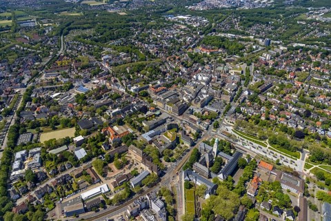 Aerial view, main centre Buer, retail centre, Buer, Gelsenkirchen, Ruhr area, North