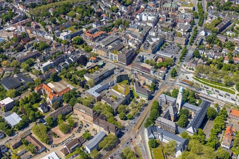 Aerial view, main centre Buer, retail centre, Buer, Gelsenkirchen, Ruhr area, North
