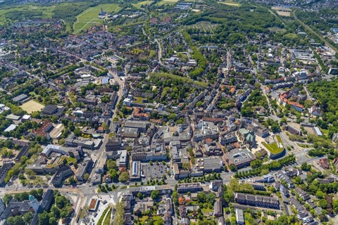 Aerial view, main centre Buer, retail centre, Buer, Gelsenkirchen, Ruhr area, North