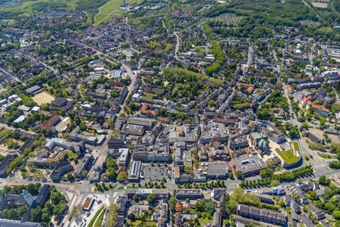 Aerial view, main centre Buer, retail centre, Buer, Gelsenkirchen, Ruhr area, North