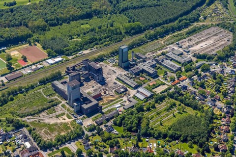 Aerial view, New Westerholt Colliery, Hassel, Gelsenkirchen, Ruhr area, North Rhine-Westphalia,