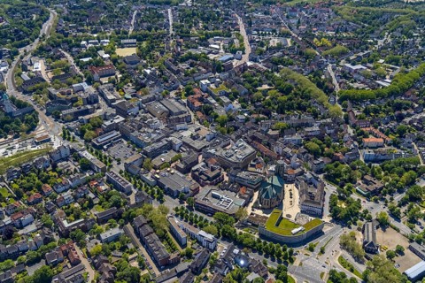 Aerial view, main centre Buer, retail centre, Buer, Gelsenkirchen, Ruhr area, North