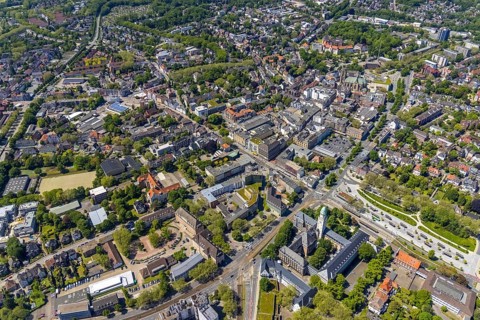 Aerial view, main centre Buer, retail centre, Buer, Gelsenkirchen, Ruhr area, North