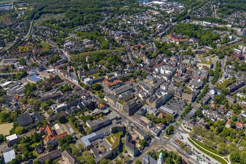 Aerial view, main centre Buer, retail centre, Buer, Gelsenkirchen, Ruhr area, North
