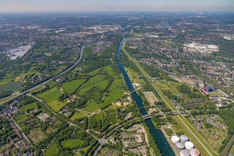 Aerial view, industrial park Nordstern, Nordsternpark, Heßler, Gelsenkirchen, Ruhr area, North
