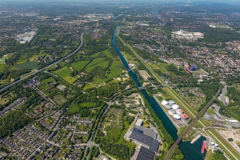 Aerial view, industrial park Nordstern, Nordsternpark, Heßler, Gelsenkirchen, Ruhr area, North
