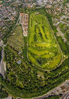 Aerial view, golf course Horst at Schloss Horst, Horst, Gelsenkirchen, Ruhr area, North