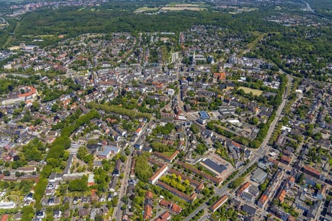 Aerial view, main centre Buer, retail centre, Buer, Gelsenkirchen, Ruhr area, North