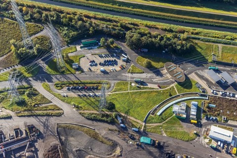 Aerial view, central landfill Emscherbruch in the district Resser Mark in Gelsenkirchen, Ruhr area,