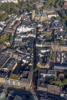 Aerial view, Hochstraße pedestrian zone and weekly market market at Springemarkt City Buer-Mitte