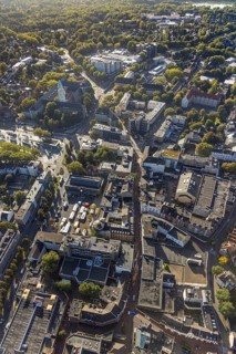 Aerial view, Hochstraße pedestrian zone City Buer-Mitte with market hall, Springemarkt and weekly