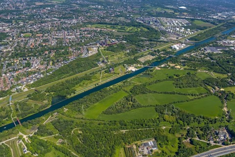 Aerial view, industrial park Nordstern, Nordsternpark, Heßler, Gelsenkirchen, Ruhr area, North