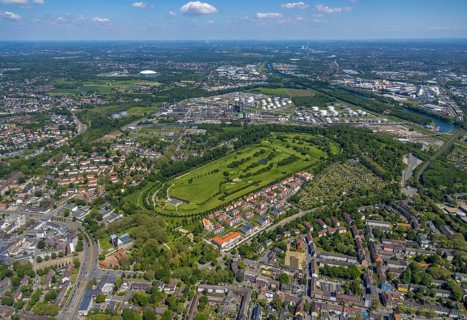 Aerial view, Golfclub GC Schloss Horst, allotment garden association Horst Emscher, Belia