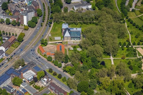 Aerial photograph, Horst Castle Adventure Museum, Horst Castle outer bailey with community centre