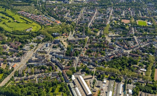 Aerial view, Horst secondary centre, Essener Straße, retail centre, Beckhausen, Gelsenkirchen, Ruhr
