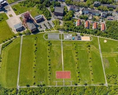 Aerial view, Consol-Park leisure facility, Bismarck, Gelsenkirchen, Ruhr area, North