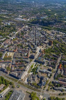 Aerial view, main centre Gelsenkirchen-Mitte, City Gelsenkirchen, Bahnhofstraße, market place,
