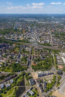 Aerial view, main centre Gelsenkirchen-Mitte, City Gelsenkirchen, Bahnhofstraße, market place,