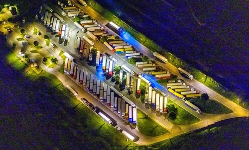 Aerial view, motorway service area Resser Mark, Resse, Gelsenkirchen, Ruhr area, North