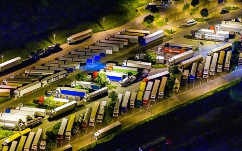 Aerial view, motorway service area Resser Mark, Resse, Gelsenkirchen, Ruhr area, North