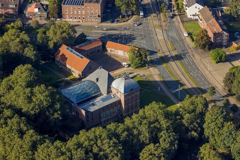 Aerial view, adventure museum Schloss Horst and outer castle Schloss Horst in the district Horst in