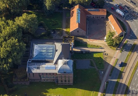 Aerial view, adventure museum Schloss Horst and outer castle Schloss Horst in the district Horst in