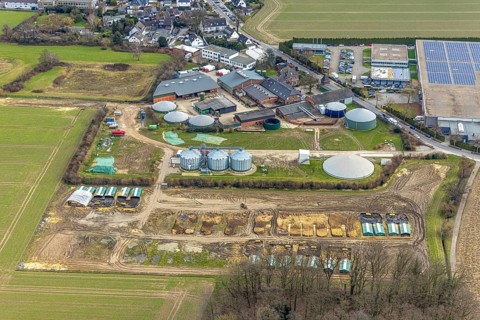Aerial photograph, Im Brahm Recycling waste disposal company, Kettwig, Essen, Ruhr area, North