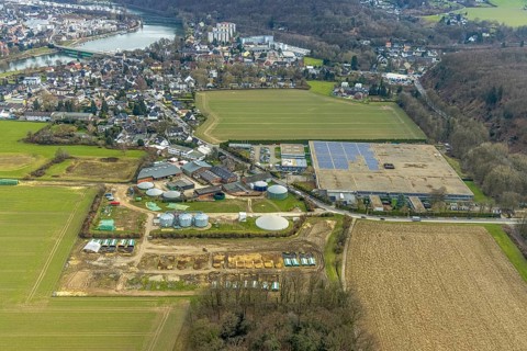 Aerial photograph, Im Brahm Recycling waste disposal company, Kettwig, Essen, Ruhr area, North