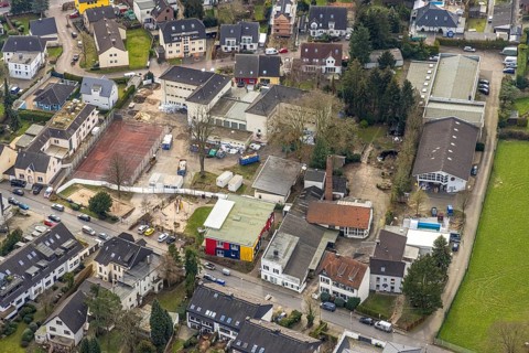 Aerial view, school on the Ruhr, Kindergarten Mintarder Weg e.V., Kettwig, Essen, Ruhr area, North
