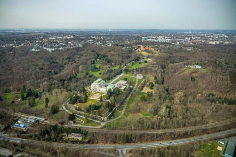 Aerial photograph, Villa Hügel, former residence and representative house of the Krupp industrial