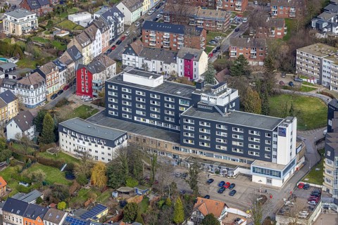 Aerial view, Kliniken Essen Mitte - Evangelisches Krankenhaus Essen, Werden, Essen, Ruhr area,