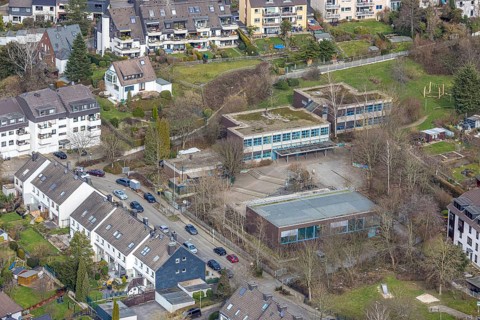 Aerial photo, Heckerschule, Werden, Essen, Ruhr area, North Rhine-Westphalia, Germany, education,
