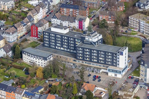 Aerial view, Kliniken Essen Mitte - Evangelisches Krankenhaus Essen, Werden, Essen, Ruhr area,