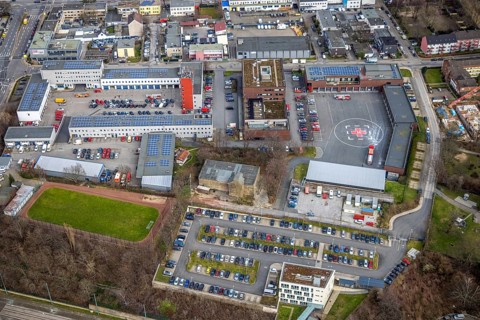 Aerial photo, fire brigade Essen, eastern district, Essen, Ruhr area, North Rhine-Westphalia,