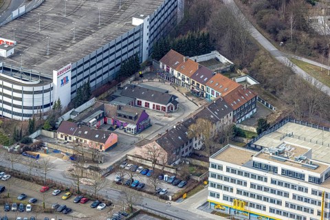 Aerial view, red light district Stahlstraße, Westviertel, Essen, Ruhr area, North Rhine-Westphalia,