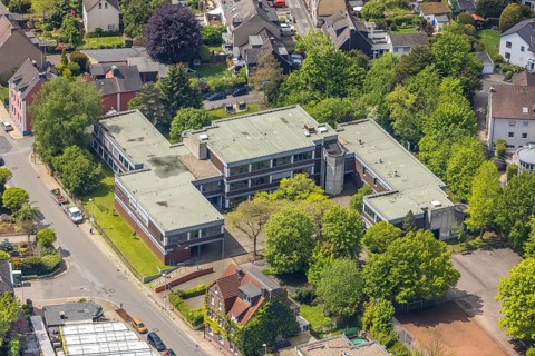 Aerial photo, Realschule Kettwig, Kettwig, Essen, Ruhr area, North Rhine-Westphalia, Germany,