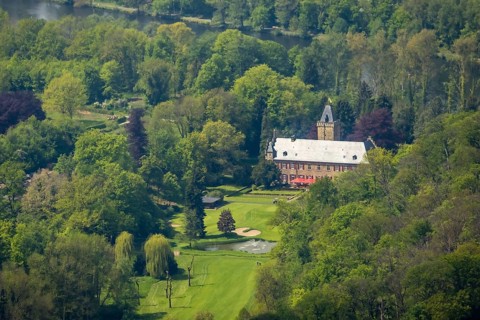 Aerial view, Haus Oefte, Essener Golfclub, Kettwig, Essen, Ruhr area, North Rhine-Westphalia,