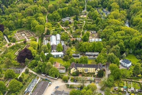 Aerial view, Grugapark, Botanical Garden of the University of Duisburg / Essen, Horticultural